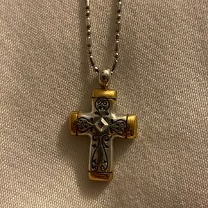 silver and gold cross necklace